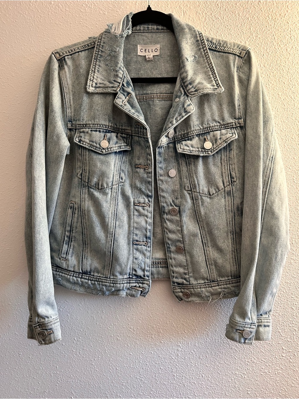 CELLO Light Wash Denim Jacket in Faded Blue